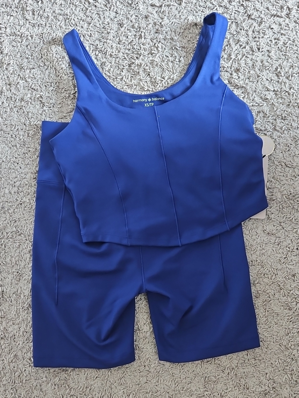 Harmony & Balance Women's Royal Blue Tank Top And Biker Shorts Set